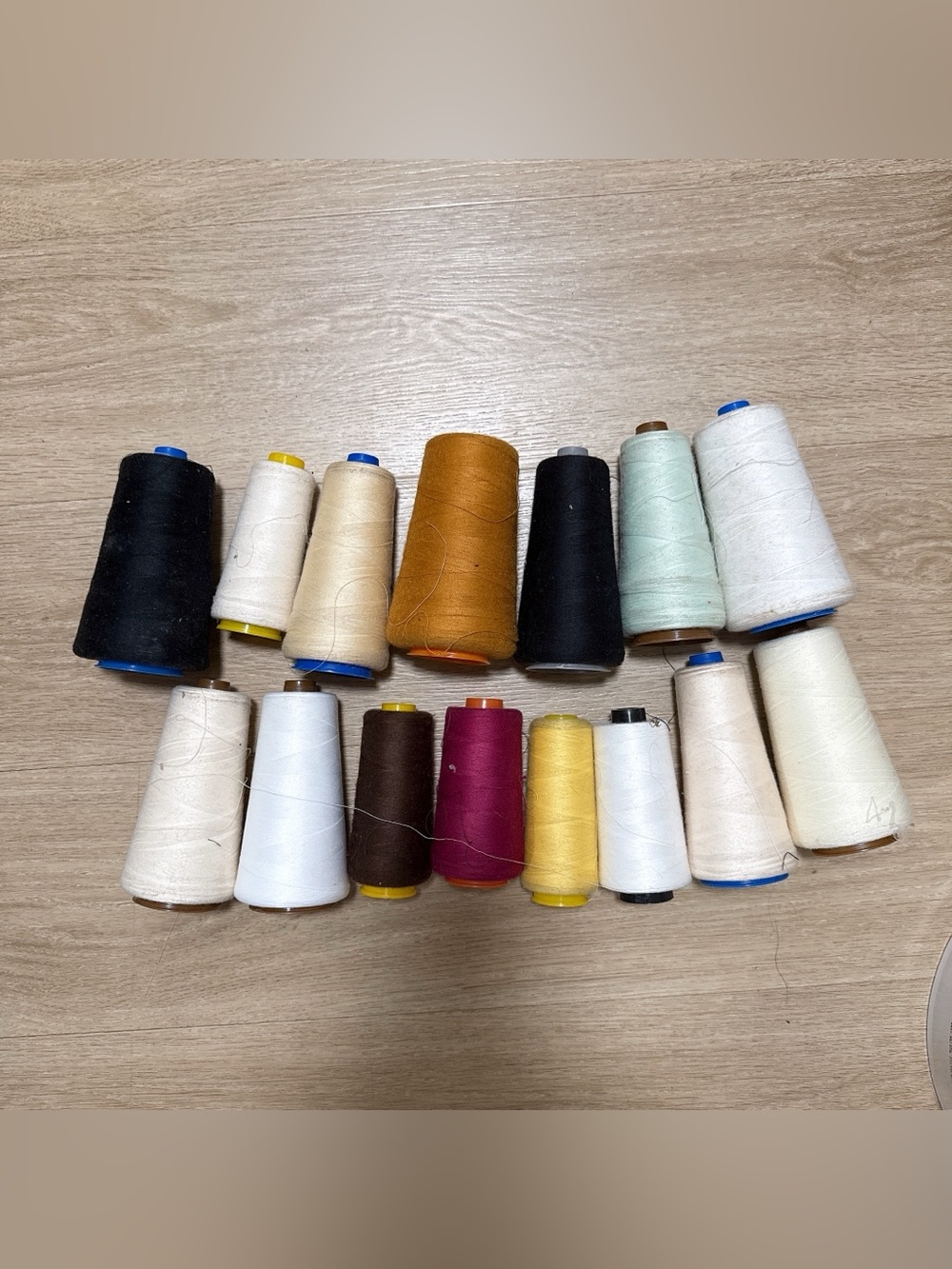 DIY Mixed Thread Cone Lot - Neutral, Black, Brown, Yellow, Red